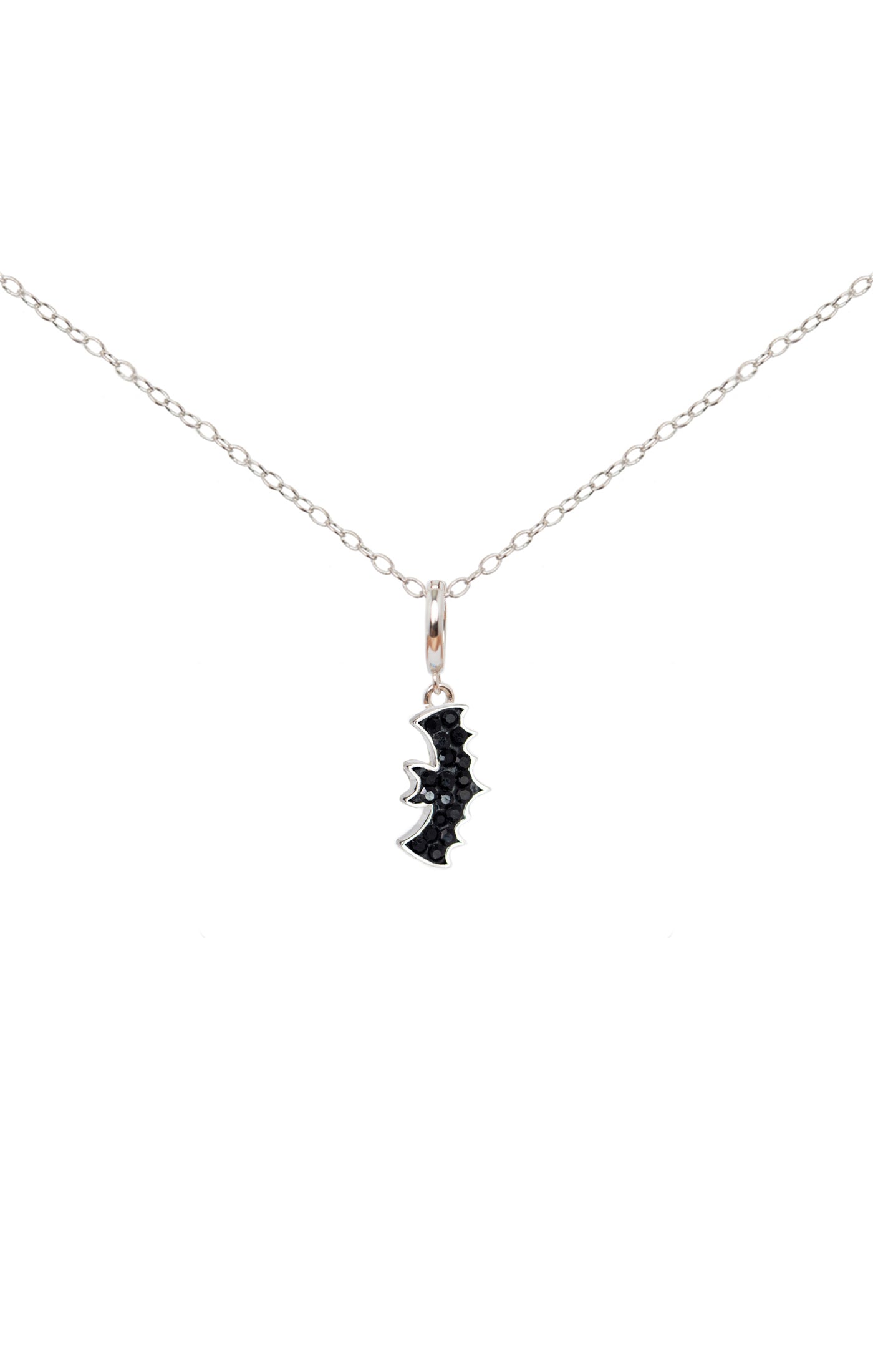 Bat Crystal Sterling Silver Charm Necklace