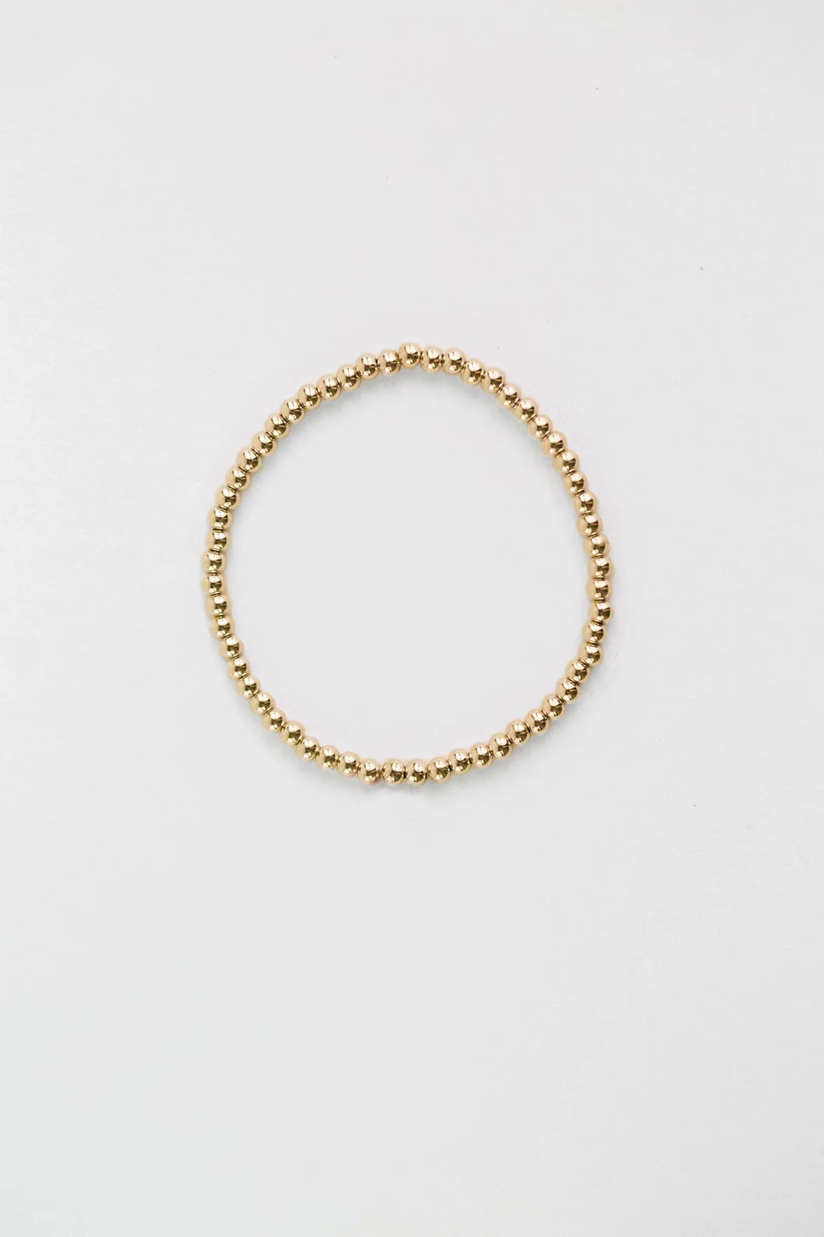 3mm Round Gold Beaded Sterling Silver Bracelet