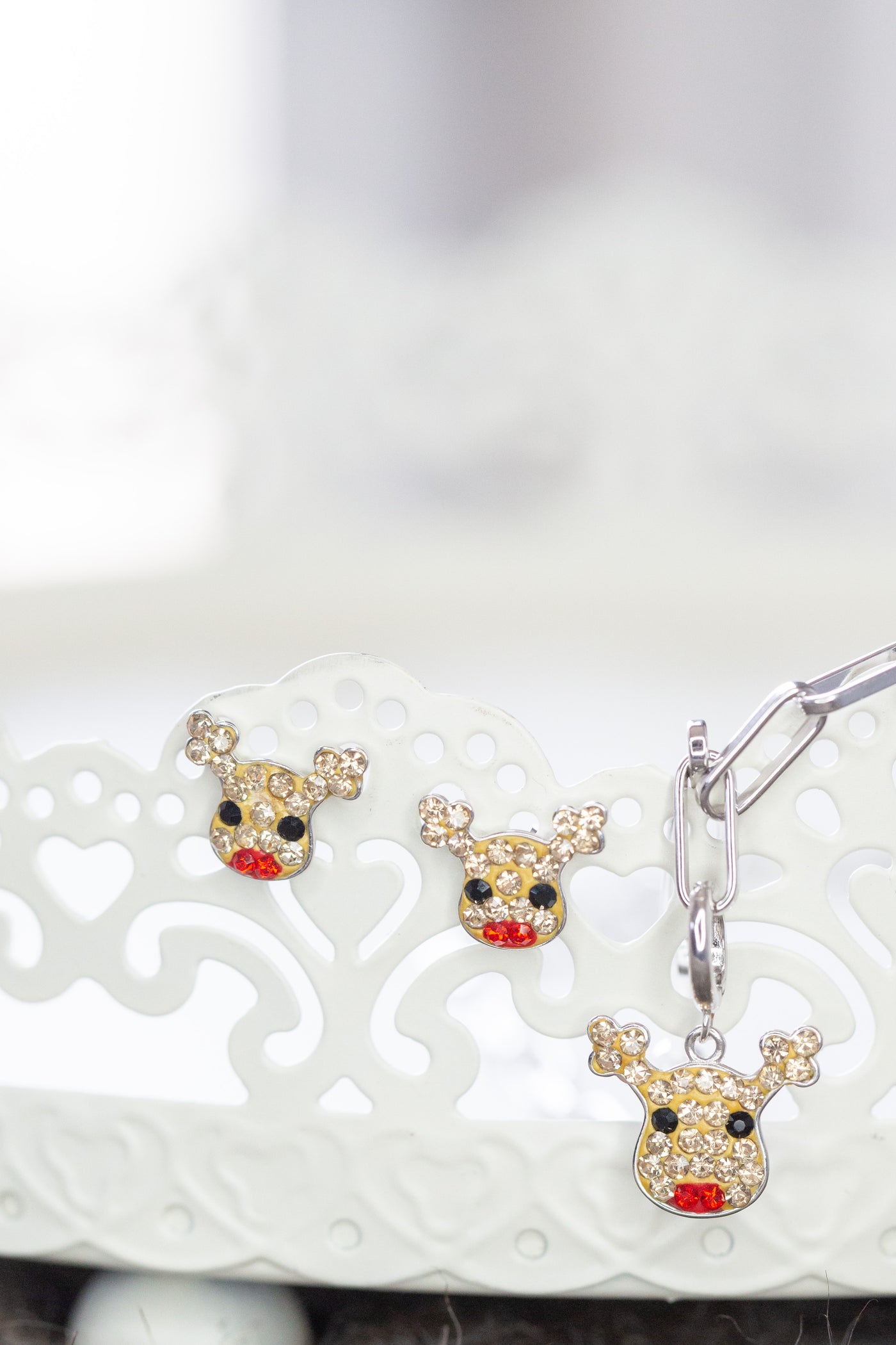 Reindeer Crystal Sterling Silver Stud Earrings | Annie and Sisters