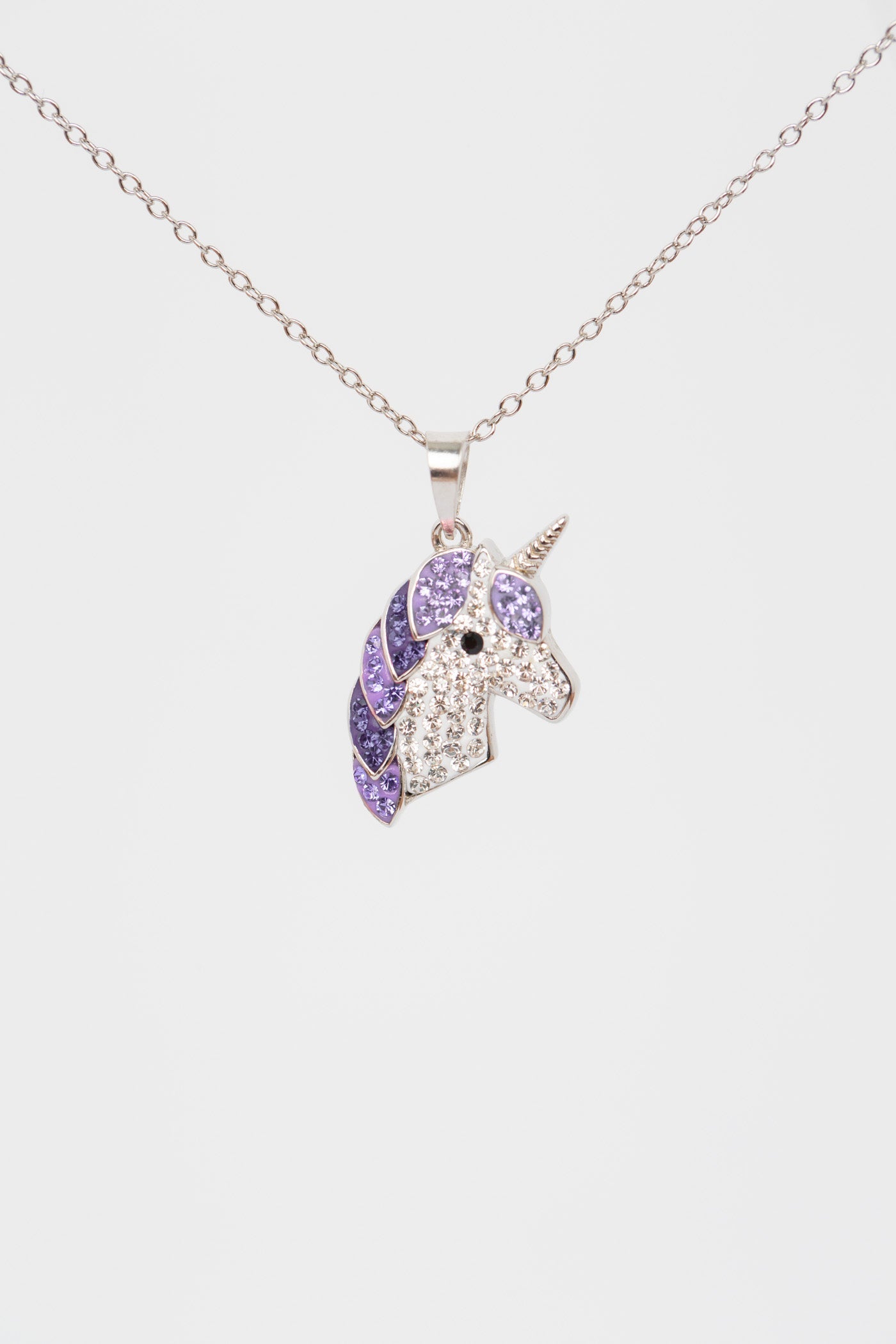 Two Kids Unicorn (Rose Pink & Violet) Crystal Sterling Silver Necklace Set | Annie and Sisters